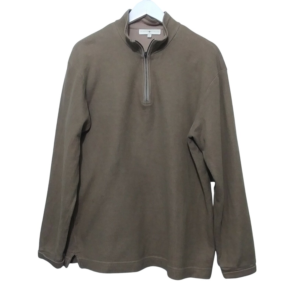 Joseph Abboud Mens Small Taupe Brown Ribbed Quarter Zip Pullover Sweater